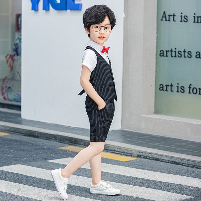 Hot Sale Children Fashion Suit Boy Summer Four Pieces Gentleman Outfits Clothing Sets