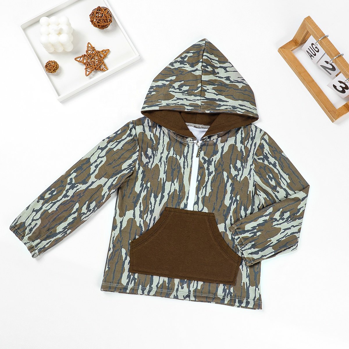 Wholesale customized kids hunting clothing toddler boys mallard duck smocked outfits baby boy fall camouflage pant sets