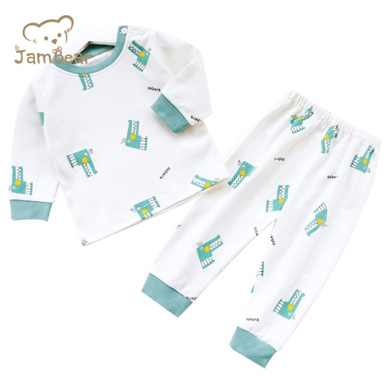 100% organic cotton kids Long Sleeve Pajamas boys clothing sets Printed kids pyjamas children long johns children clothes