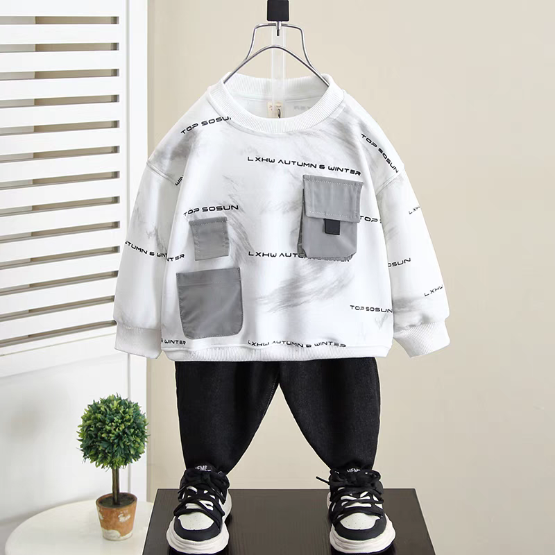 Boys Clothing Sets Boys' Long Sleeve T-shirt+pants Clothes 100% Cotton Children's Sweater Suit Sweatshirt Kids Hoodie Set