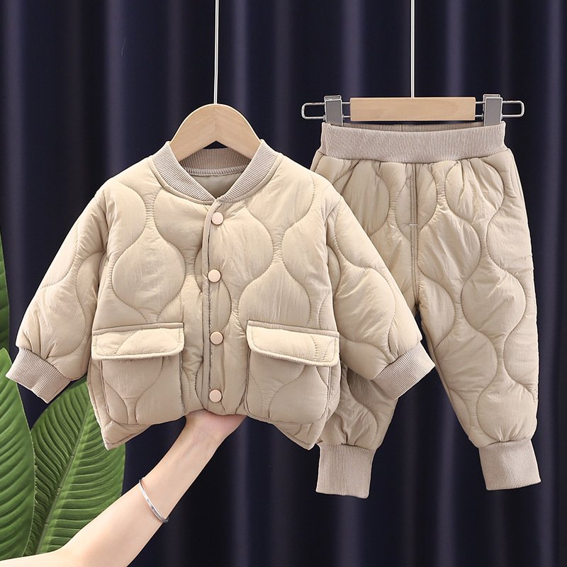 Cute Baby Quilted Warm Coat Pant Wholesale Boutique Kids Toddler Boys Clothing Casual Set 3-4 Years For Winter 2024