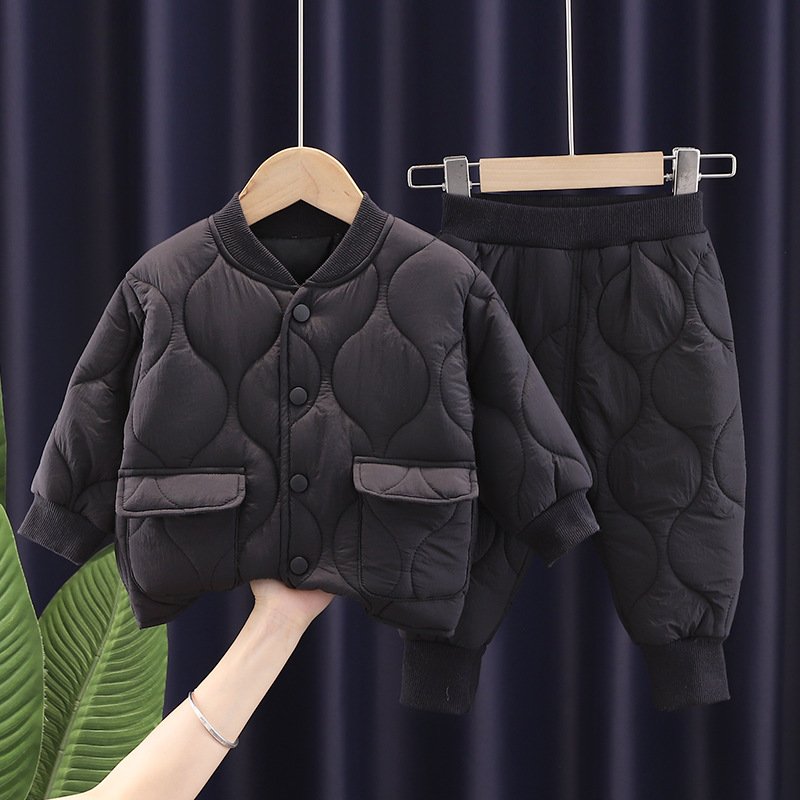 Cute Baby Quilted Warm Coat Pant Wholesale Boutique Kids Toddler Boys Clothing Casual Set 3-4 Years For Winter 2024