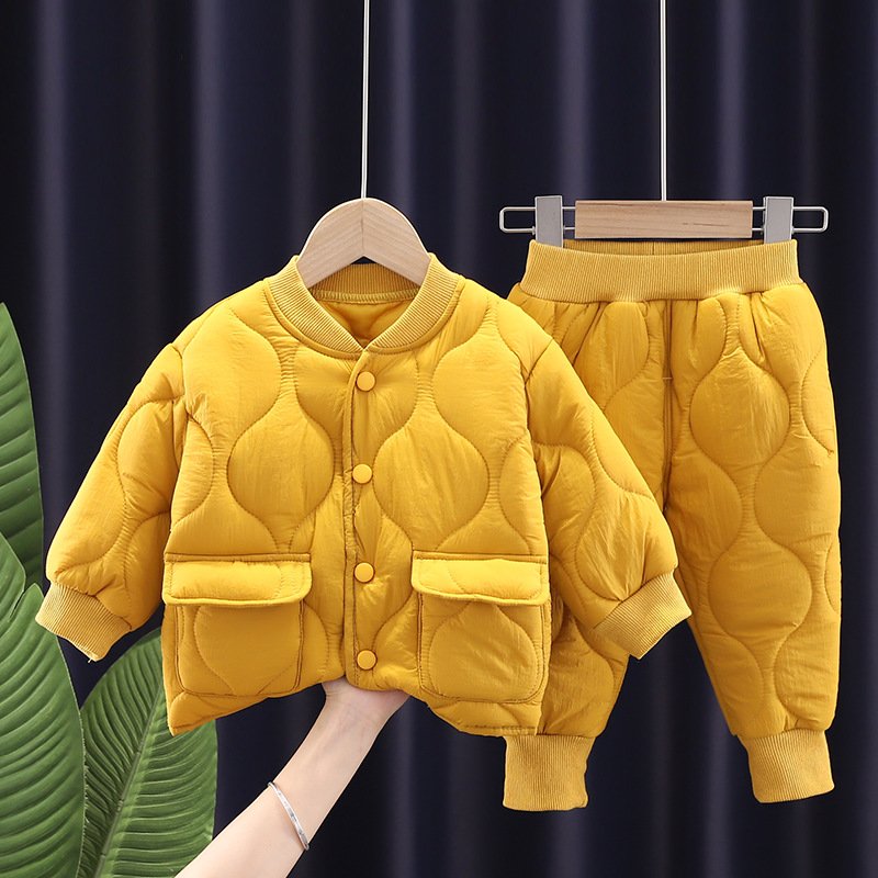 Cute Baby Quilted Warm Coat Pant Wholesale Boutique Kids Toddler Boys Clothing Casual Set 3-4 Years For Winter 2024