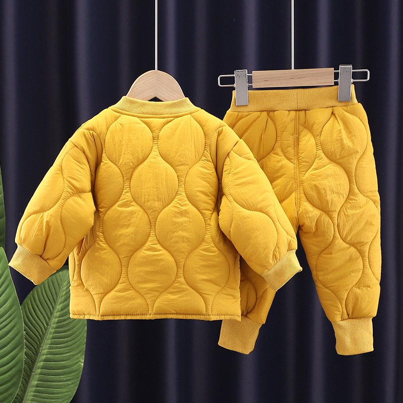 Cute Baby Quilted Warm Coat Pant Wholesale Boutique Kids Toddler Boys Clothing Casual Set 3-4 Years For Winter 2024