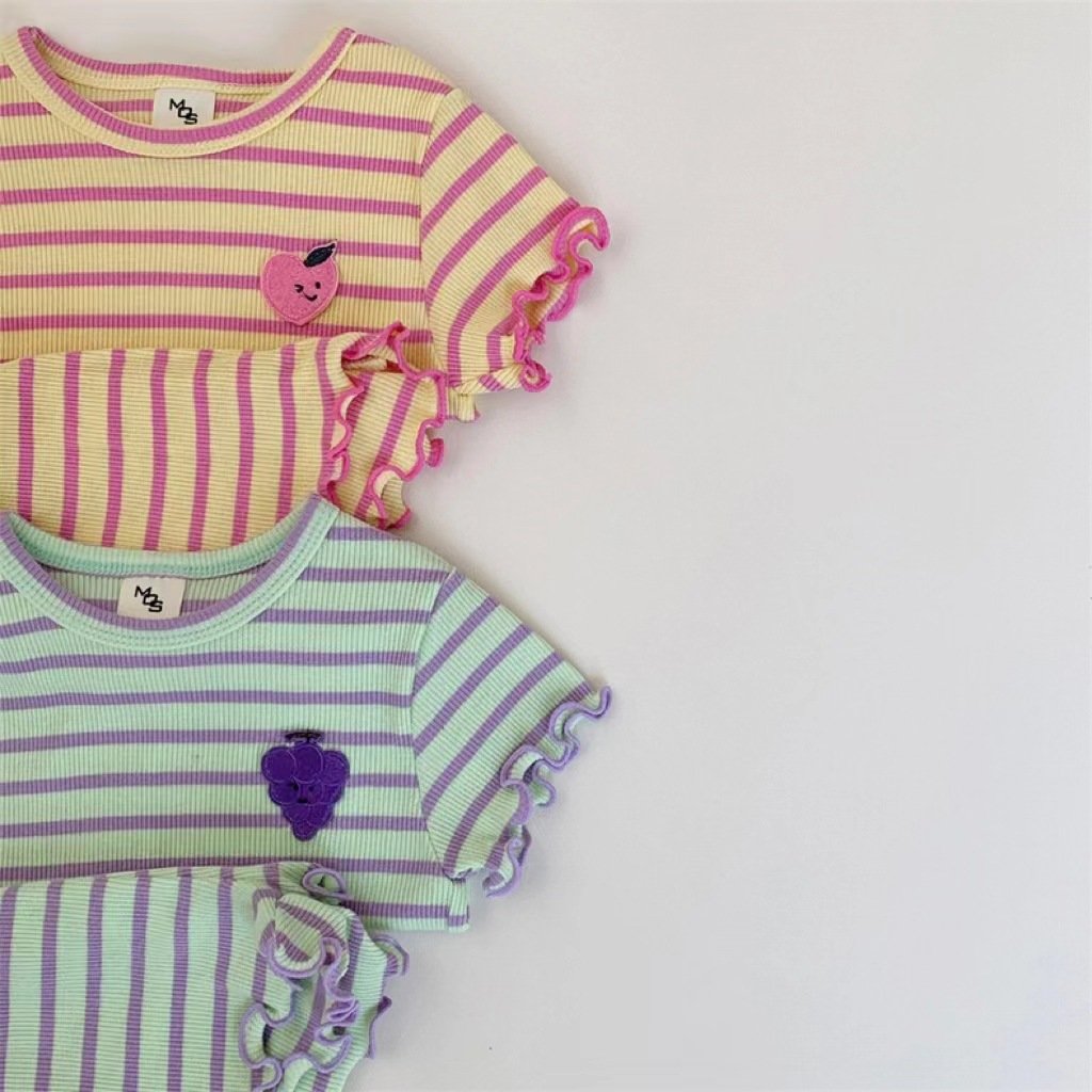 Summer Baby Soft Striped Clothes Set Boy Girl Short Sleeve T Shirt Shorts Set Infant Cotton Casual Outfits