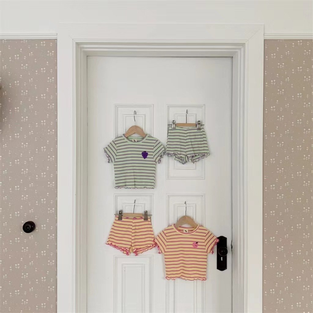 Summer Baby Soft Striped Clothes Set Boy Girl Short Sleeve T Shirt Shorts Set Infant Cotton Casual Outfits