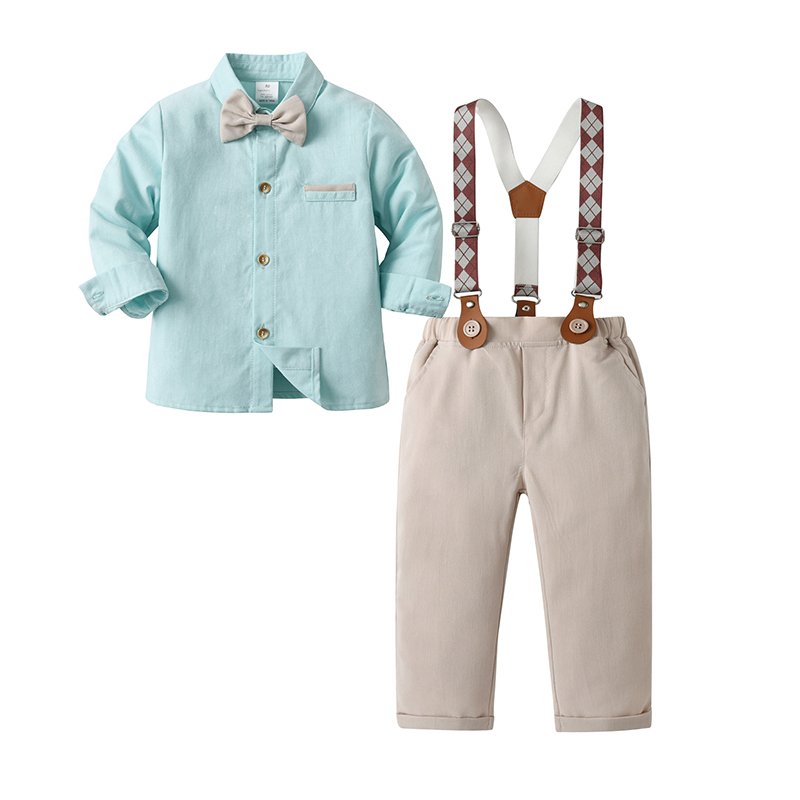 Toddler Baby Boy Clothes Suit Gentleman Wedding Outfits Kids Clothing Boy Formal Dress Shirt Bowtie Suspender Pants Gentleman