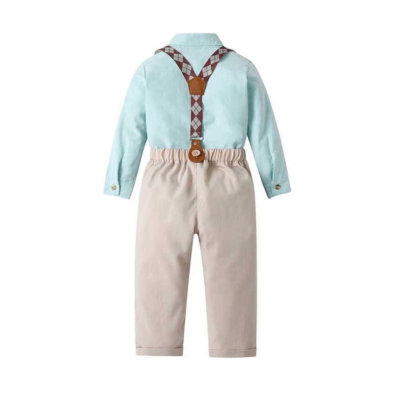Toddler Baby Boy Clothes Suit Gentleman Wedding Outfits Kids Clothing Boy Formal Dress Shirt Bowtie Suspender Pants Gentleman