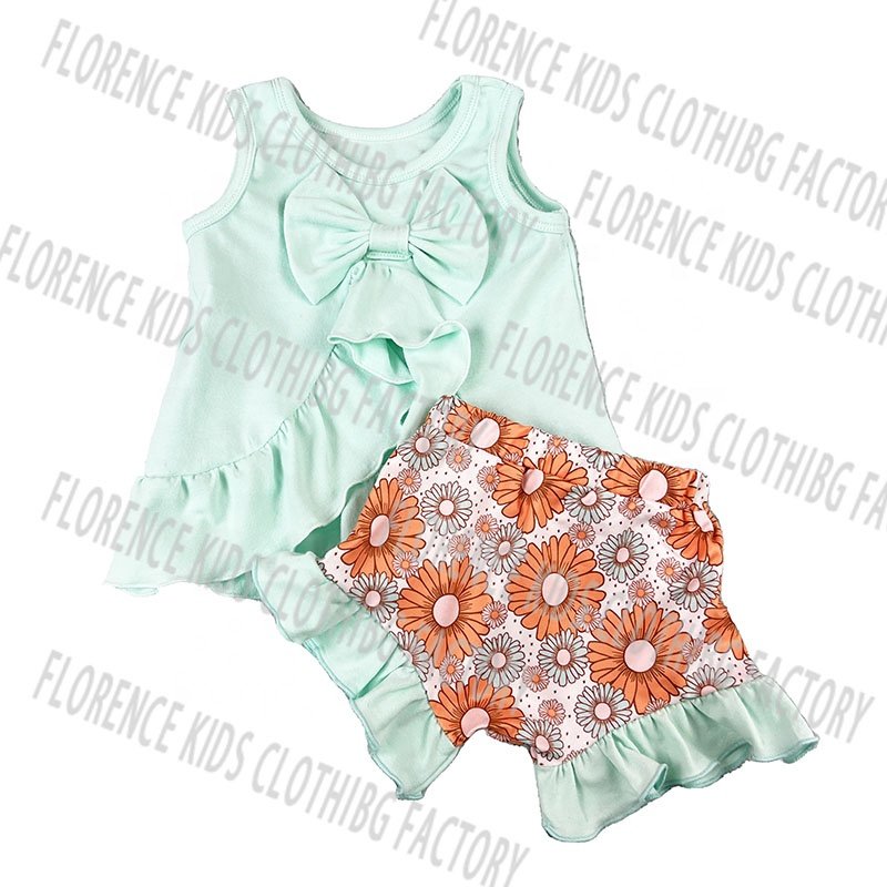 DH ODM conjuntos de ninos boutique pink cotton girls summer 2023 cotton toddler clothing sets