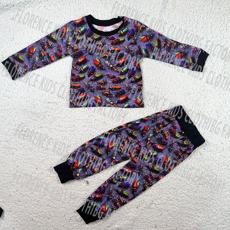 DH ODM Latest autumn winter boys girls custom bamboo 2 pieces pjm outfit baby girls clothing sets