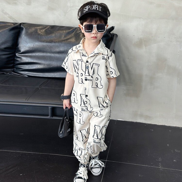 Children Clothing T-shirt Outfits sets printed LONG Pants Casual Sports Teenagers Little Boys Kids Oversize Girls Clothes Sets