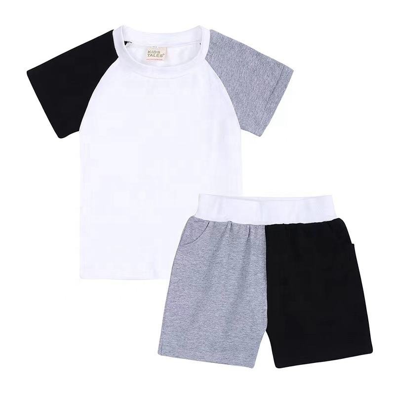 Custom New Arrival Solid Colors Sets for Kids T-Shirt with Matching Shorts High Quality Summer Boys Clothing Sets