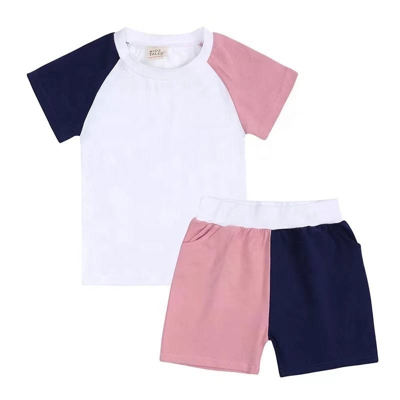 Custom New Arrival Solid Colors Sets for Kids T-Shirt with Matching Shorts High Quality Summer Boys Clothing Sets