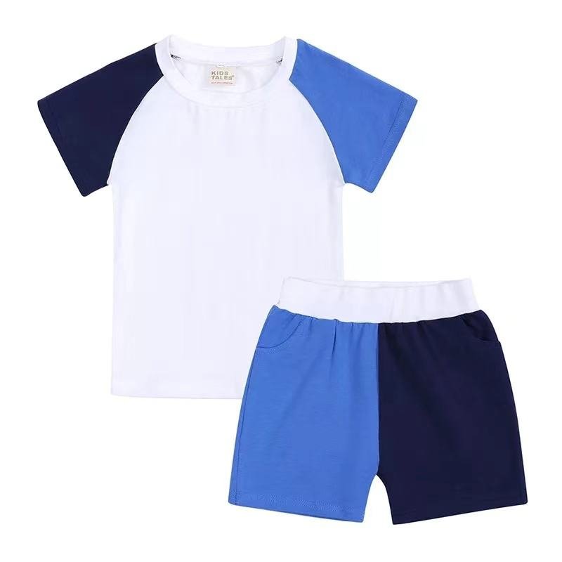 Custom New Arrival Solid Colors Sets for Kids T-Shirt with Matching Shorts High Quality Summer Boys Clothing Sets
