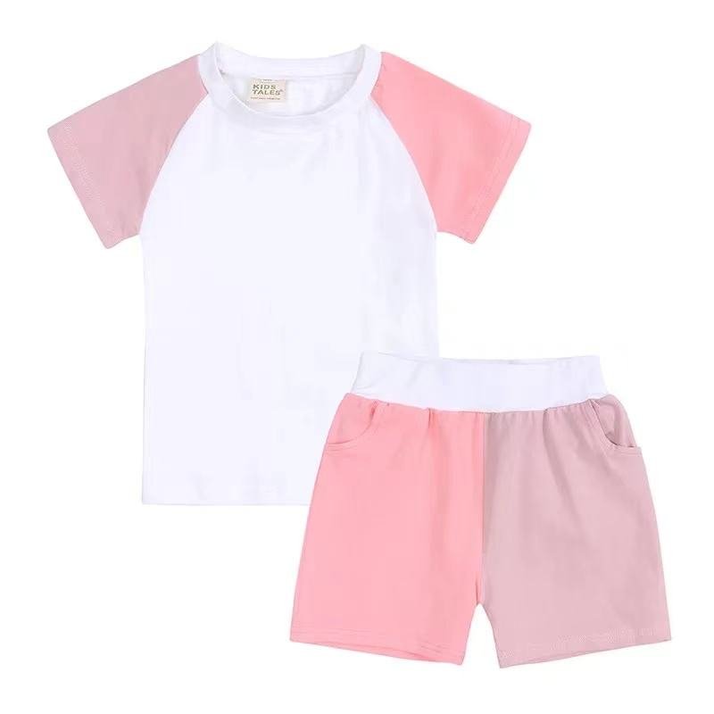 Custom New Arrival Solid Colors Sets for Kids T-Shirt with Matching Shorts High Quality Summer Boys Clothing Sets