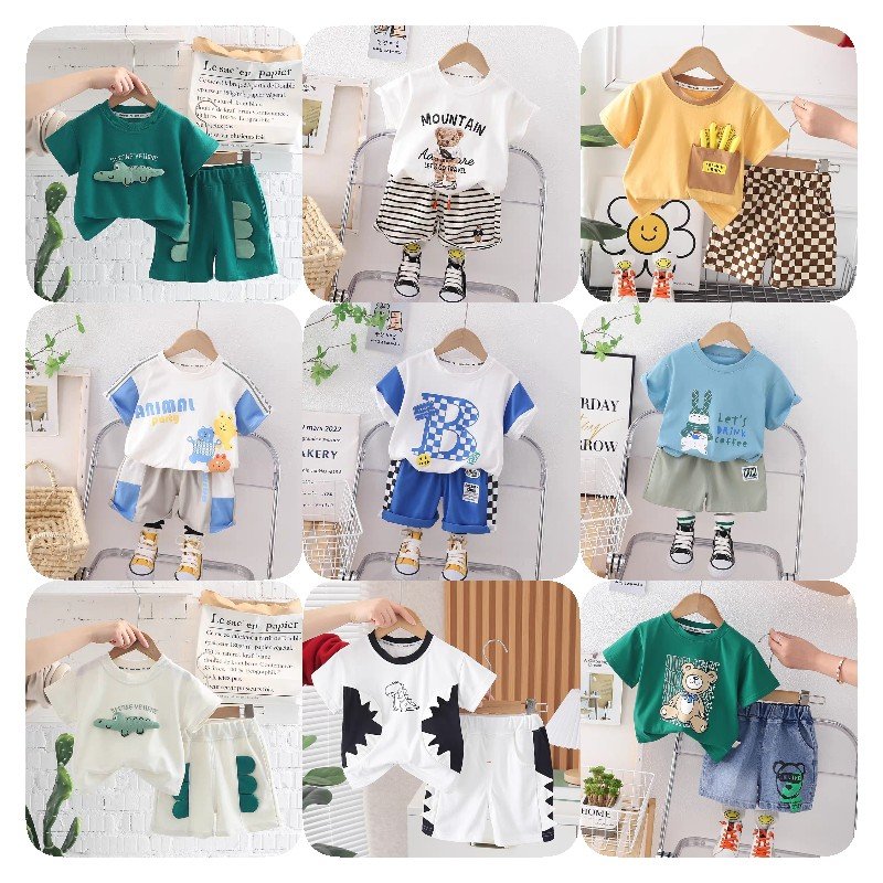 Summer Kids Baby Clothing Set Bohemian Printed Short Sleeve Shirt + Shorts 2 Piece Set Boys Beachwear