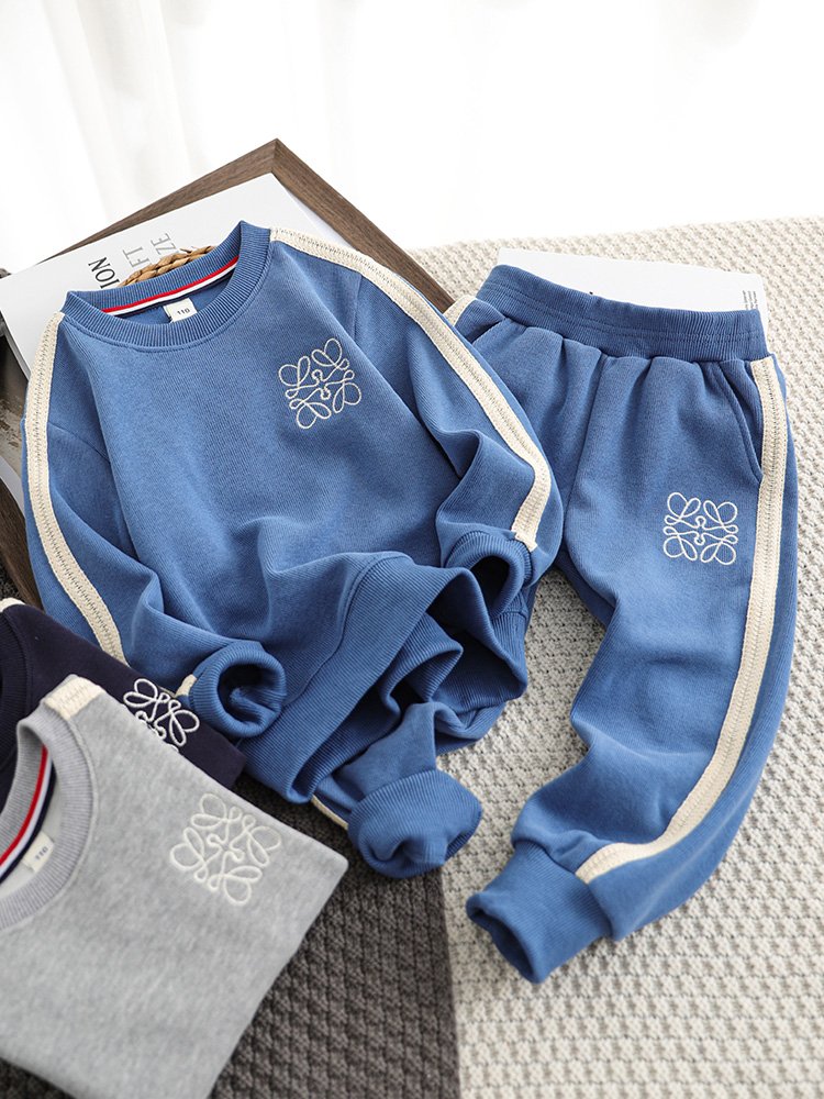 Custom Winter Toddler Children Cotton Kids Baby Boys Clothing Outfits Two Piece Hoodie Sets
