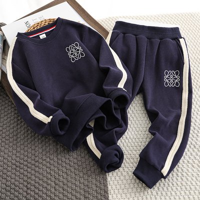 Custom Winter Toddler Children Cotton Kids Baby Boys Clothing Outfits Two Piece Hoodie Sets