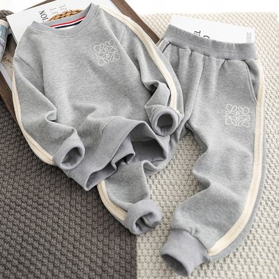 Custom Winter Toddler Children Cotton Kids Baby Boys Clothing Outfits Two Piece Hoodie Sets