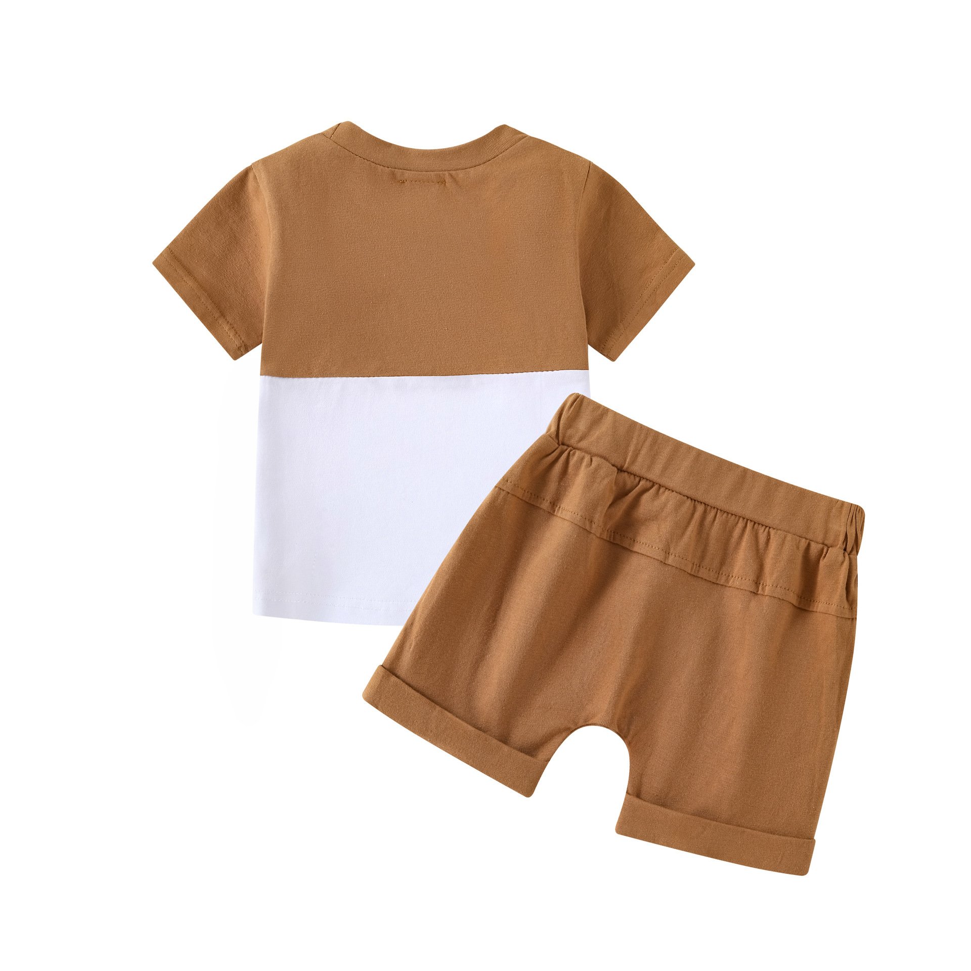 Summer Baby Patchwork Color Pocket Short Sleeve Newborn Casual Boys Clothes Sets