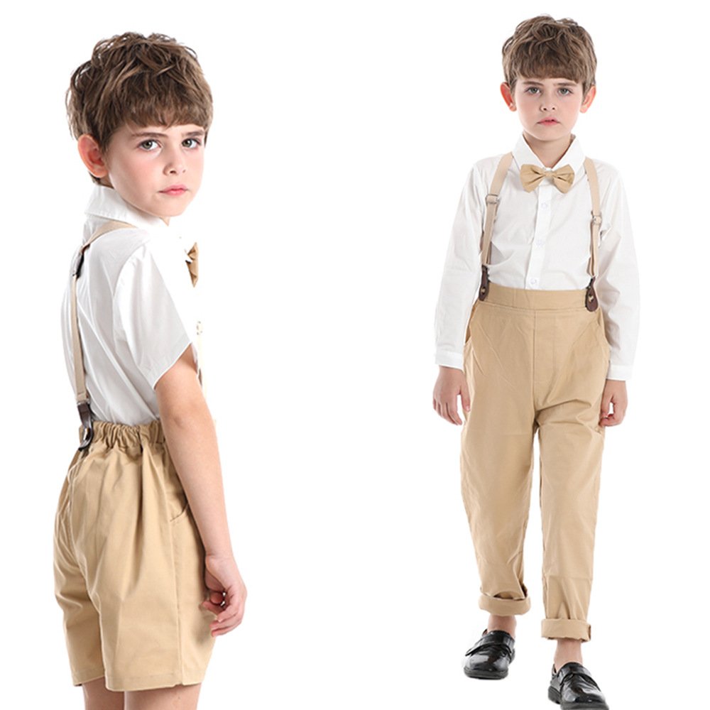 Custom Logo Baby Boy Clothes Bowtie Romper Shirt Suspender Cotton Pants Boy Formal Suit Children's Trousers Clothing Outfit sets