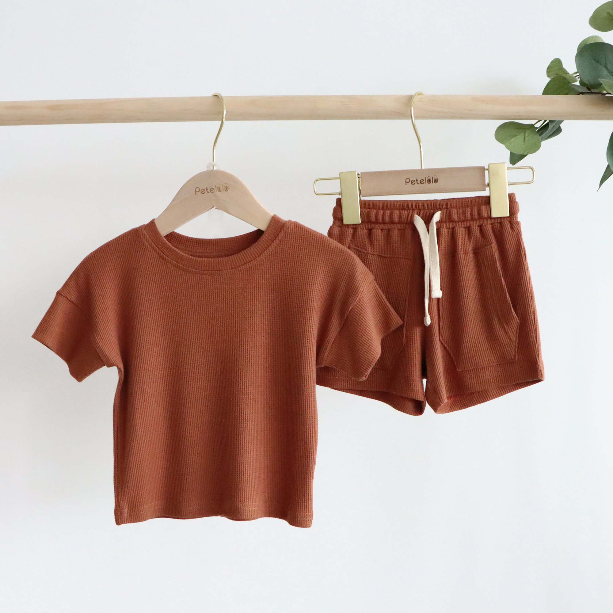 Newest Waffle Baby Clothing Set Customized Summer Toddler Baby Boy Girl Clothes T-shirt & Pants Set Kids Outfits