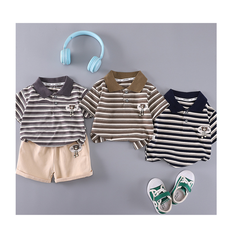 Summer New Design Children's Clothing Short Sleeve Polo Shirts Boys Clothes Children Shorts Casual Two Piece Clothes Sets Kids