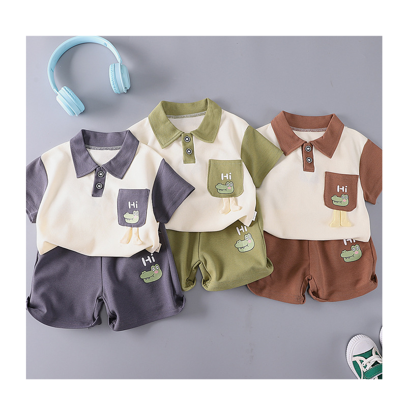 Summer New Design Children's Clothing Short Sleeve Polo Shirts Boys Clothes Children Shorts Casual Two Piece Clothes Sets Kids