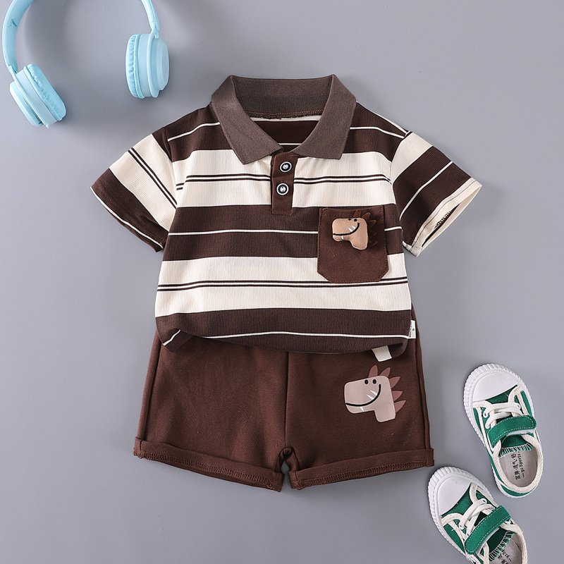 Summer New Design Children's Clothing Short Sleeve Polo Shirts Boys Clothes Children Shorts Casual Two Piece Clothes Sets Kids
