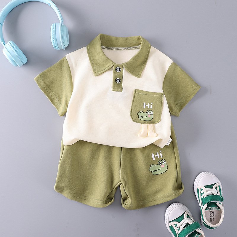 Summer New Design Children's Clothing Short Sleeve Polo Shirts Boys Clothes Children Shorts Casual Two Piece Clothes Sets Kids