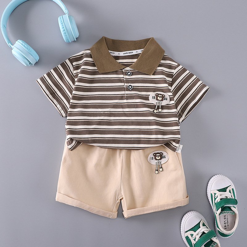 Summer New Design Children's Clothing Short Sleeve Polo Shirts Boys Clothes Children Shorts Casual Two Piece Clothes Sets Kids