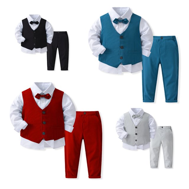 2024 Baby Boy Blazer Suit Little Boy Clothing Sets Kids Gentlemen Shirt Formal Dresses for Boy 3 pcs Children's Party Clothes
