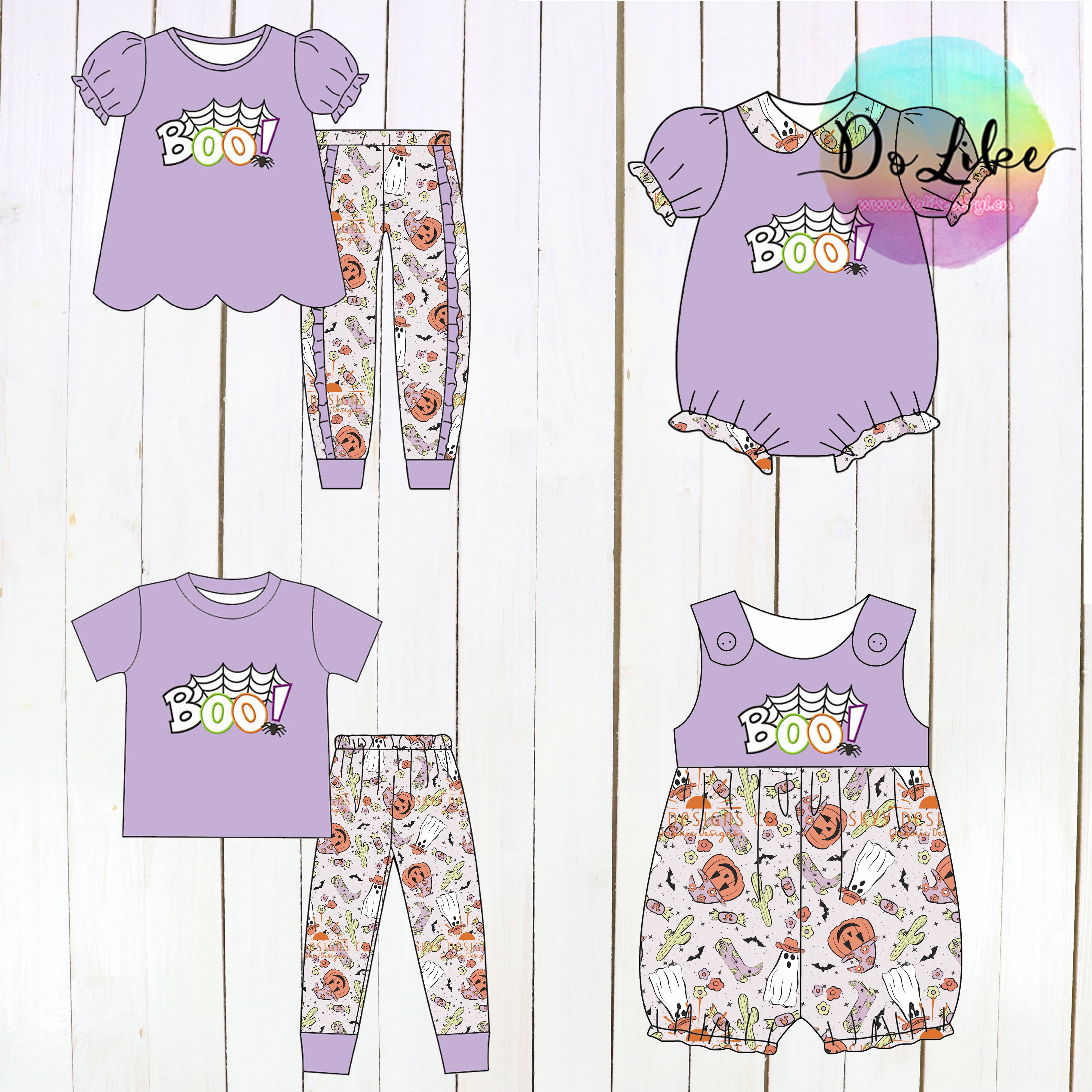 Cute sibling girls and boys clothing sets striped children's clothes embroidery baby pajamas for Halloween