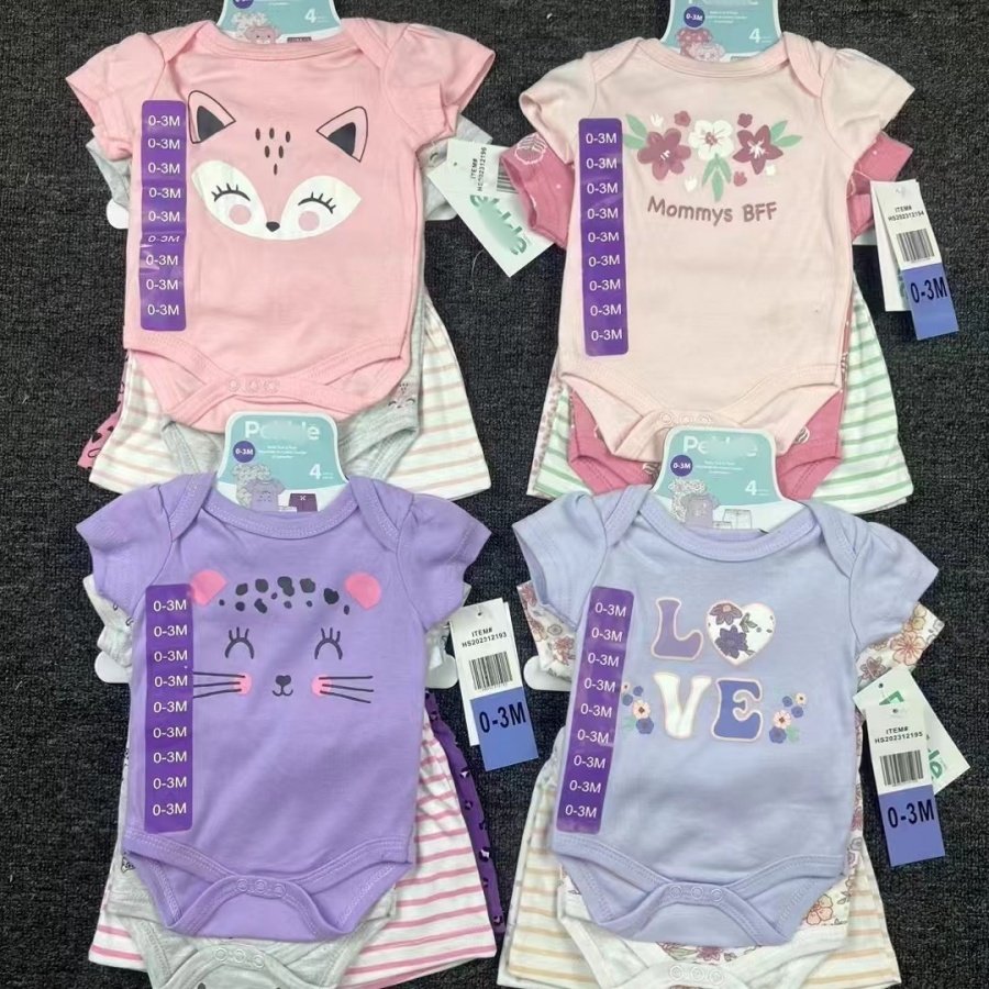 Latest Design High Quality Newborn 4 Piece Sets Children Comfortable Soft Set Baby Cute Handsome Print Sets