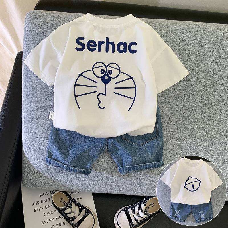 Wholesale Kids Clothes Custom Summer Casual Cotton Toddler Boys Set Clothes Tshirt And Shorts Joggers 2 Piece Sets For Kids