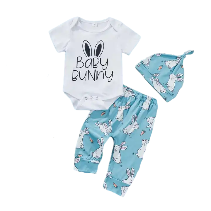 2024 New Arrivals Easter Children's Clothing Sets Short-Sleeve Jumpsuit Pants Baby Girls Boys Sets