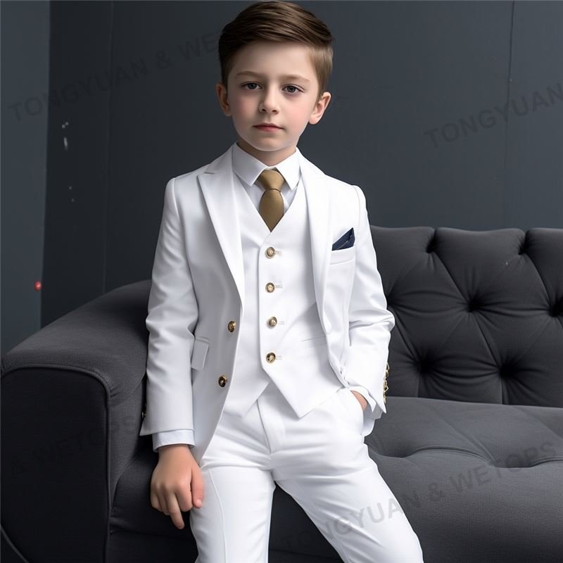 Custom Clothing OEM Boy Clothing Sets Kids Formal Suit Long Sleeve Shirts Vest Pants 3Pcs Outfits Sets Children Tuxedos
