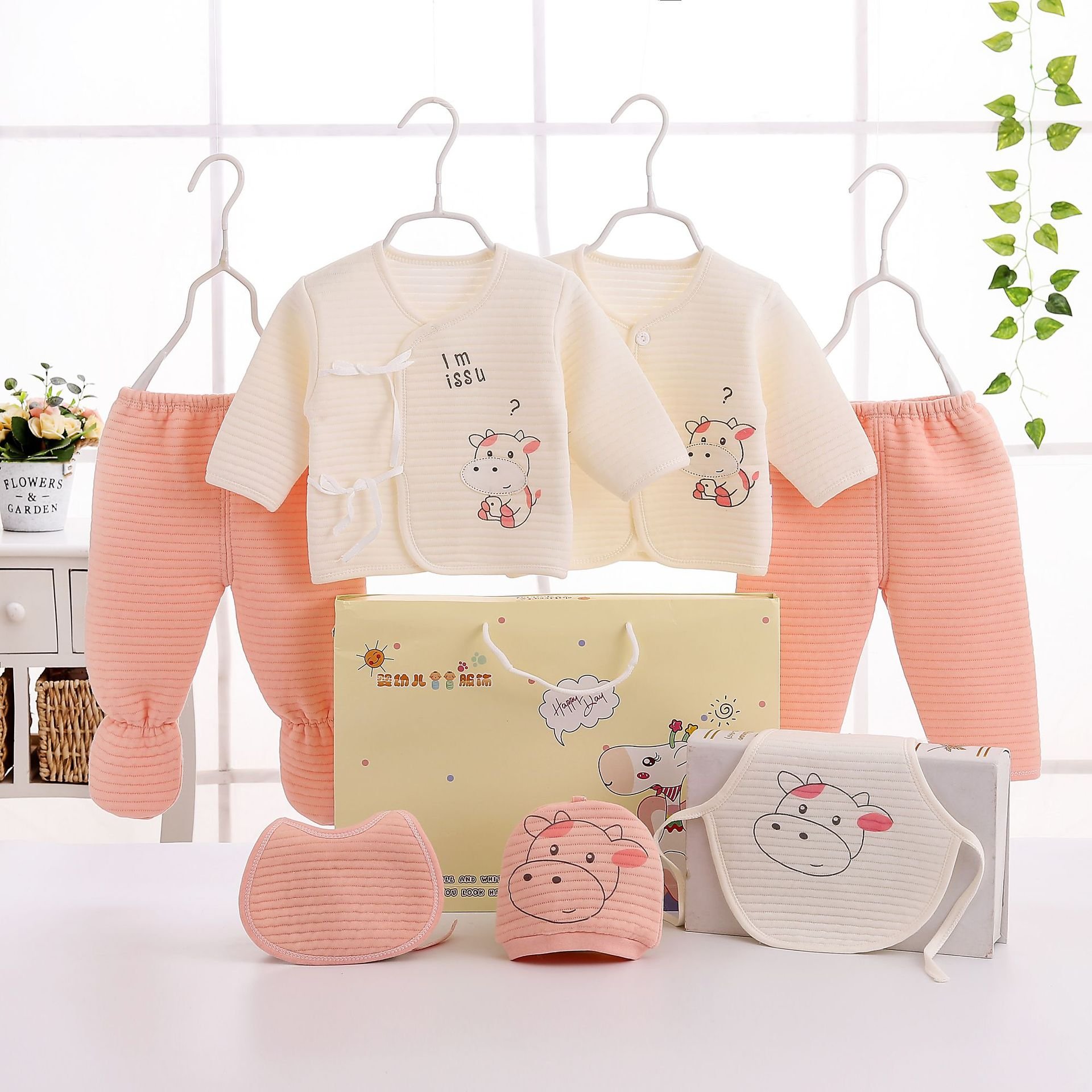 Wholesale 7pcs cotton infant girls' clothing sets baby gift 0-3 months toddle newborn clothes set