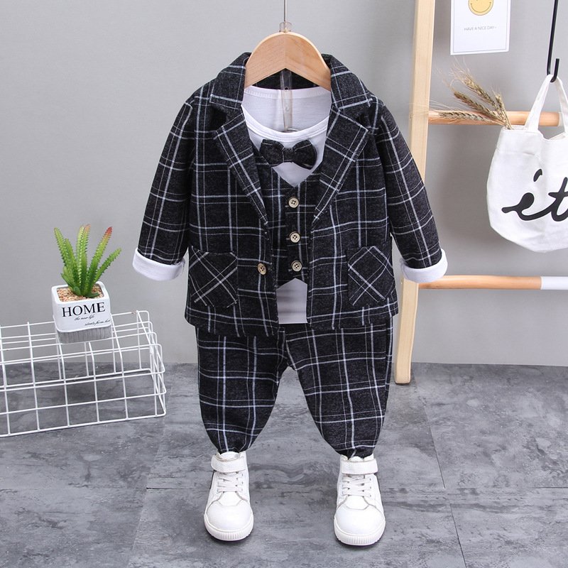Conyson high quality fashion autumn Boy kids boutique long sleeve baby suit wholesale Clothing cotton hoodie 3-piece clothes set