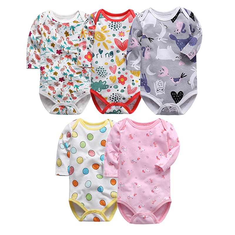 Wholesale Mixed 5 In 1 Knit Soft Cotton Baby clothing set Baby Girls Winter Ribbed Triangle Romper set 5 Pieces Body Suit