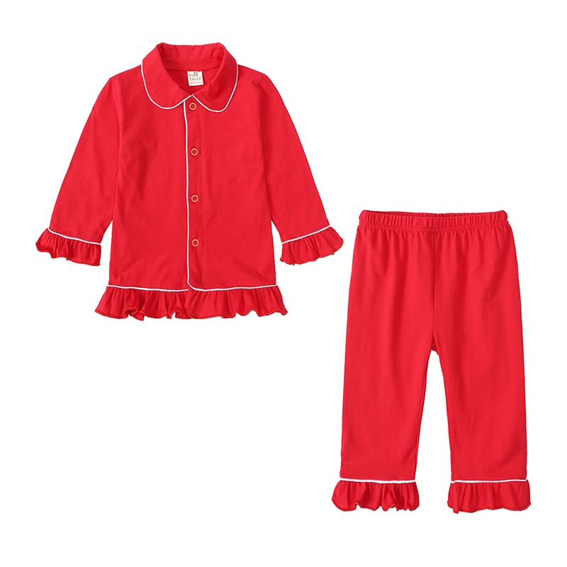 wholesale cotton blank kids pajamas set 2024 winter two piece children boys girls custom kids pajamas