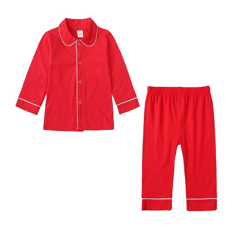 wholesale cotton blank kids pajamas set 2024 winter two piece children boys girls custom kids pajamas
