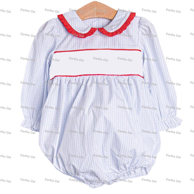 Valentine's Day ruffle collar matching children's clothing monogram heart cotton baby romper kids girls clothing