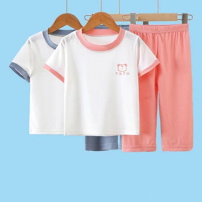 Wholesale Summer Thin Boys Clothing Sets Short-Sleeved Home Air-Conditioning Pajamas for Children