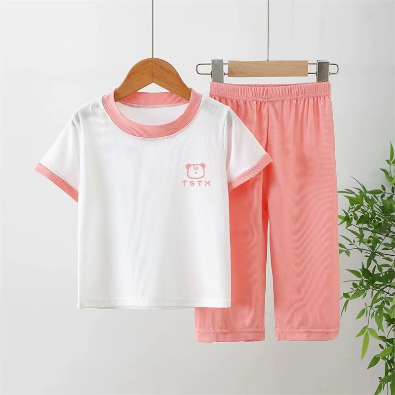 Wholesale Summer Thin Boys Clothing Sets Short-Sleeved Home Air-Conditioning Pajamas for Children