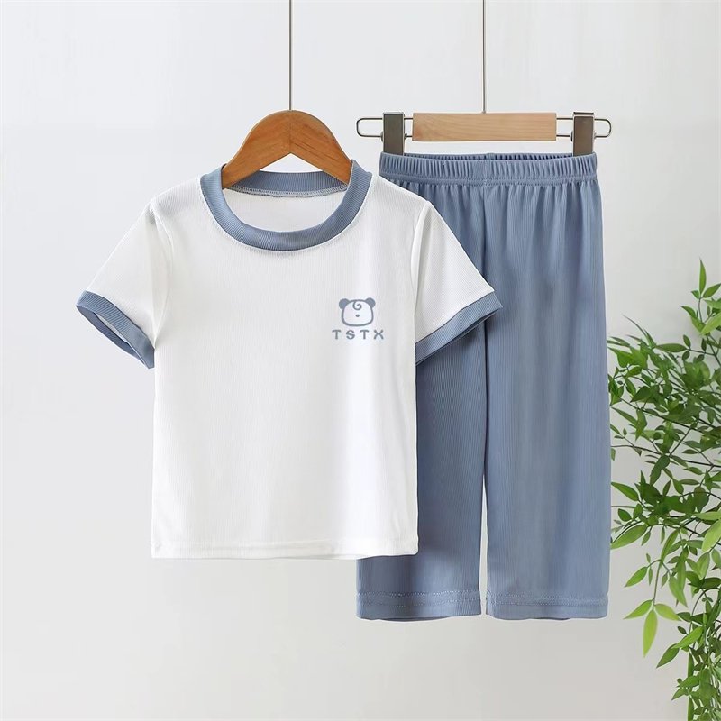 Wholesale Summer Thin Boys Clothing Sets Short-Sleeved Home Air-Conditioning Pajamas for Children