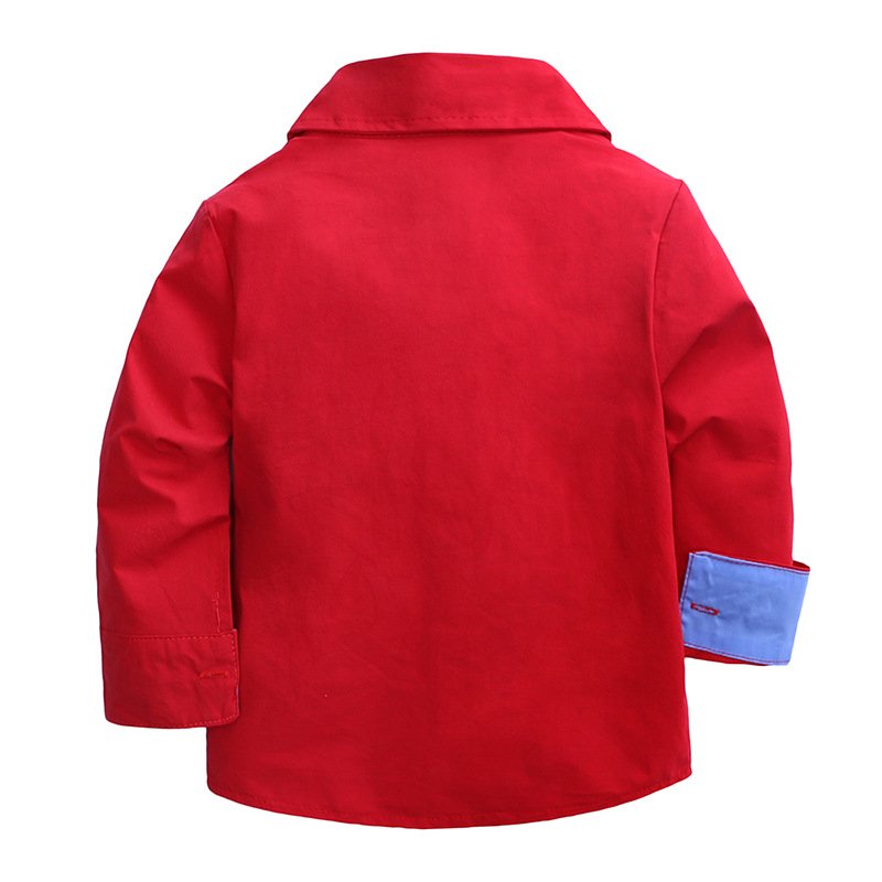 children boutique clothes Red Shirt Jean Pant Suit Outfit Bib Overall Long Sleeve children clothing set toddler boy clothing set
