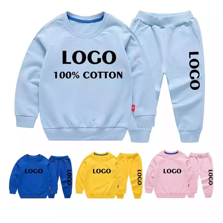 High quality children fall winter clothes private label fleece baby hoodie jogger 2pcs kids boys clothing set