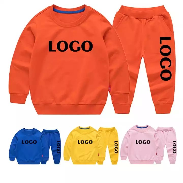 High quality children fall winter clothes private label fleece baby hoodie jogger 2pcs kids boys clothing set