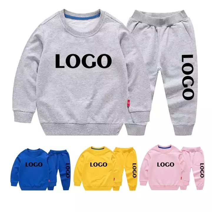 High quality children fall winter clothes private label fleece baby hoodie jogger 2pcs kids boys clothing set